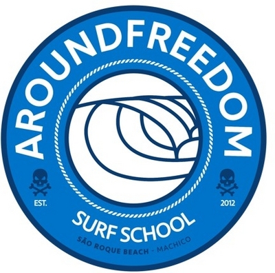 Sinal da marca AROUNDFREEDOM SURF SCHOOL - EST. 2012 - SÃO ROQUE BEACH - MACHICO